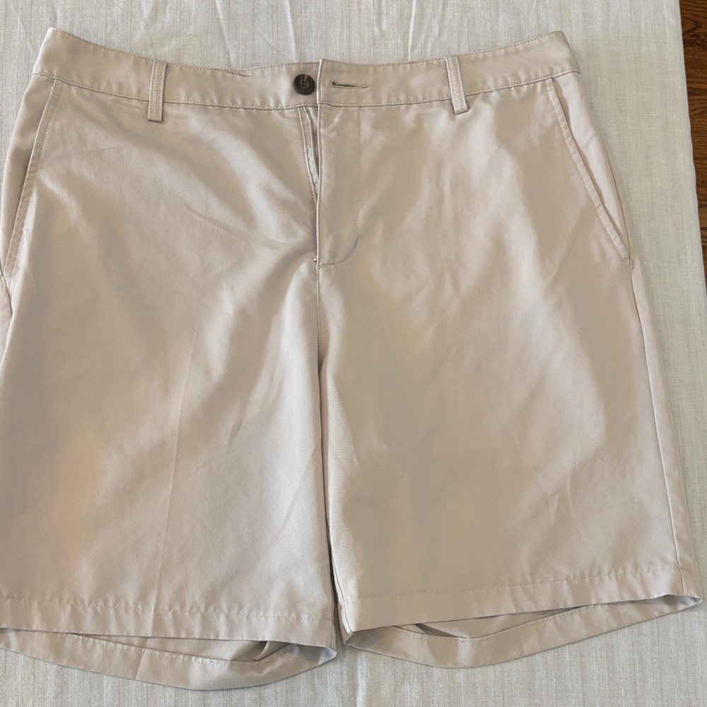 adidas Men's Beige Flat Front Shorts 32”